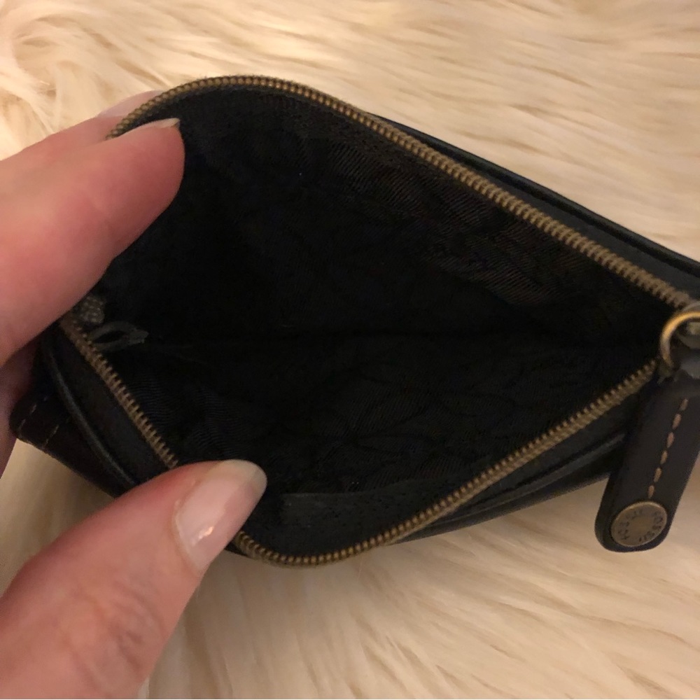 Fossil black leather coin card case wallet - Picture 6 of 10